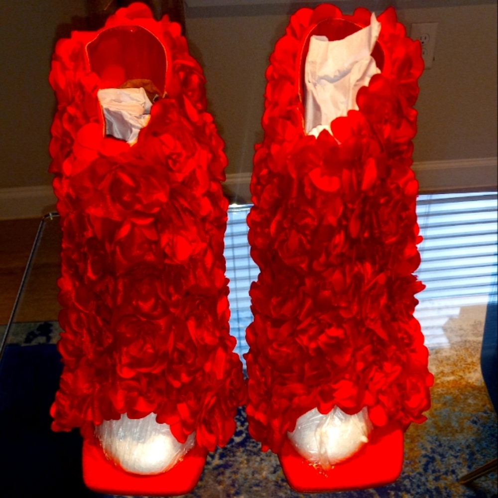 Rosa Red Azalea Wang Heels size 81/2